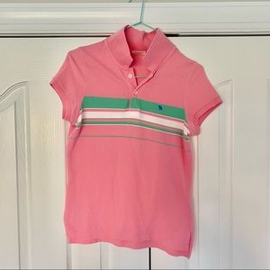 Abercrombie vintage pink polo with stripes
